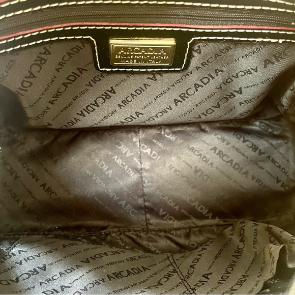 Authentic Arcadia Patent Leather Convertible Crossbody & Satchel Made In Italy - Picture 3 of 16